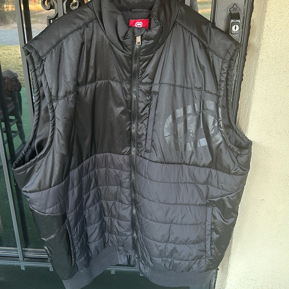 Ecko Unltd Black Zip front Vest SZ 3XL